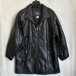 Climate Zone Women's Sz 18/20 Quilted Black Leather Jacket zip pockets Lined